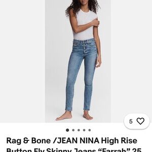 Rag & Bone Nina High Rise Button Fly Jeans. Size 23. Gently worn.
